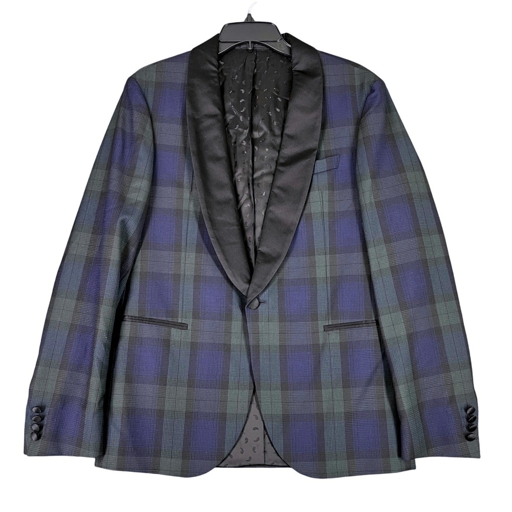 Hugo Boss Tuxedo Jacket Mens 40R Slim Fit Shawl Lapel Watch Plaid Formal Blazer‎